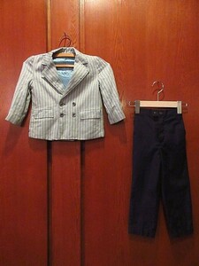  Vintage 60's70's* Kids полоса двубортный костюм две части *200401s5-k-stup 1960s1970s ребенок одежда выставить 