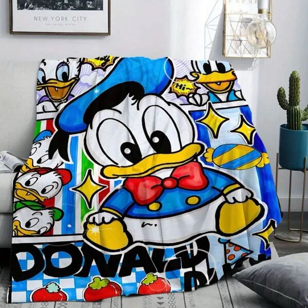 【新品】ドナルドダックのキャラクターフランネルブランケット ソフト オールシーズン 旅行 屋外活動 キャンプ ソフトフリース素材