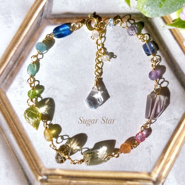 D マルチカラー天然石のブレスレット ハンドメイド カラフル