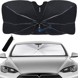 【2025 強化版 傘柄曲がる式】サンシェード 車 傘型 フロント 車 サンシェード 折り畳み傘型 車用サンシェード 日除け