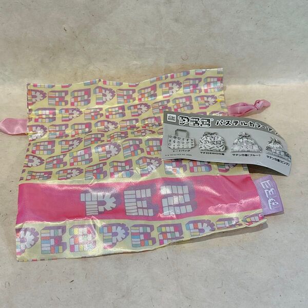 ガチャ PEZ パステルカラーアソートコレクション サテン巾着 ピンク