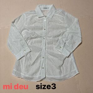 mi-deu 花柄 レース ブラウス 白 サイズ3