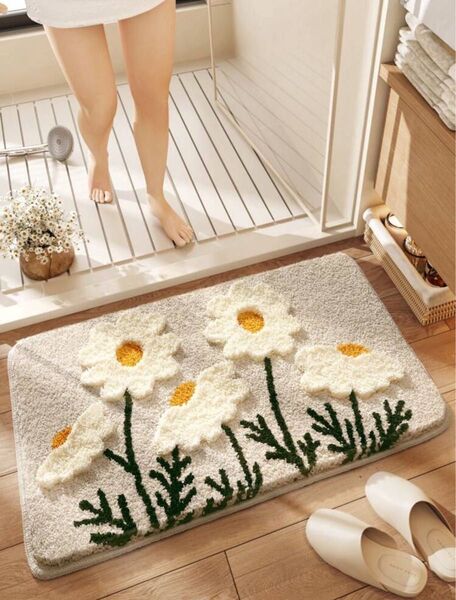 花柄 ふわふわ バスマット フラワー 40×60 マット 玄関マット 北欧風 おしゃれ