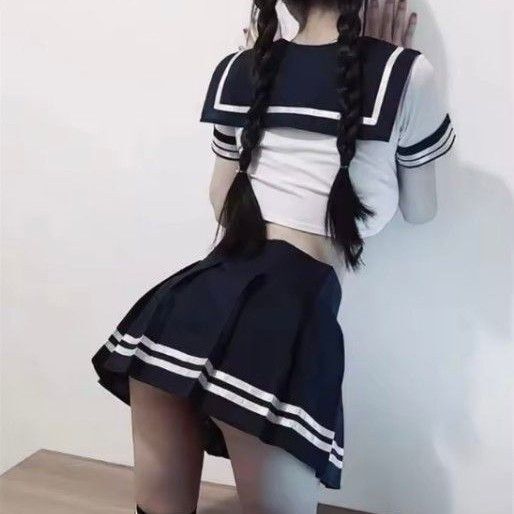 セーラー服 へそ出し セクシー コスプレ コスチューム ナイトウエア 短丈 ミニスカート Tバック XXXL 大きいサイズ