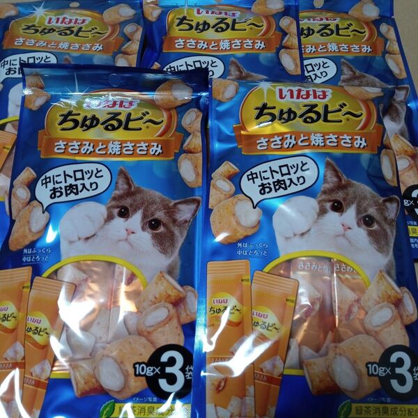 猫用 いなば ちゅるビー ささみと焼ささみ 10㌘×3袋入り 5袋