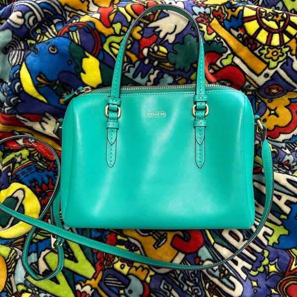 COACH コーチ ミニボストンバッグ 2way エメラルドグリーン