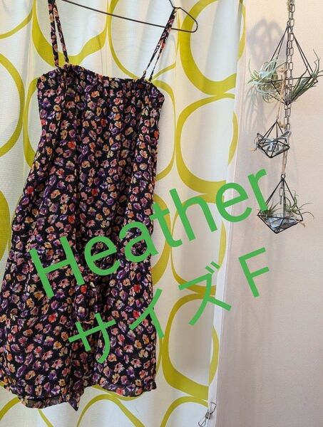 サイズF Heather オールインワン ヘザー 花柄 総柄 夏 ショートパンツ ノースリーブ リゾート ビーチ サマー