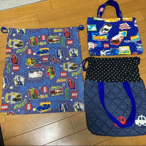 トミカ 巾着袋 着替え袋 体操服袋 手提げバッグ まとめ売り キルト生地