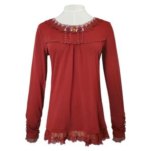 アクシーズファム 薔薇モチーフ レース フリル カットソー トップス ビジュー 長袖 トップス クラシカル ロリータ アクシーズ