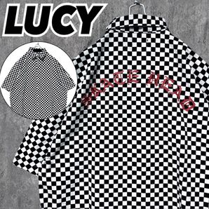 LUCY ルーシー チェッカーフラッグ 半袖シャツ バックプリント
