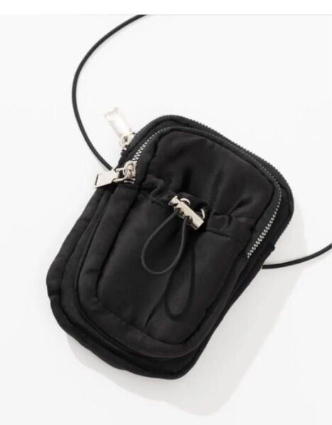 ZAKKA-BOX,ザッカボックス 3ポケット マルチ ポシェット ショルダー ミニショルダーバッグ スマホポーチ ポシェット 黒