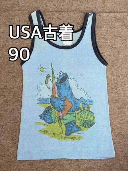 USAビンテージ 古着 セサミストリート タンクトップ90 クッキーモンスター