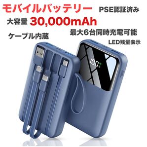 モバイルバッテリー 大容量 30000mAh大容量 6台同時充電可能