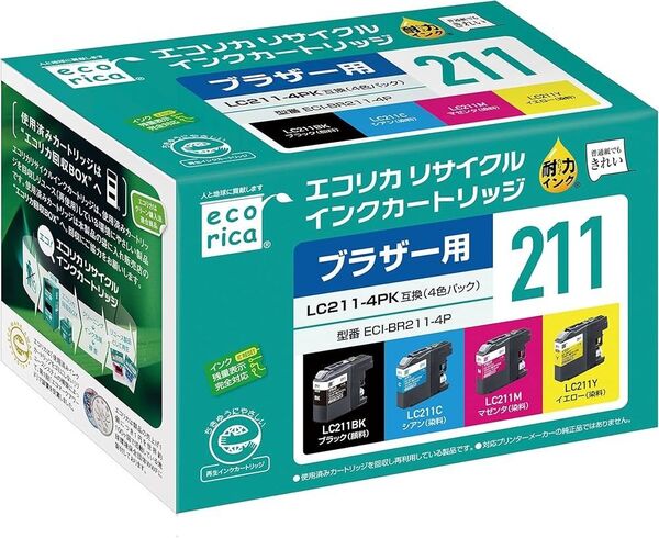 互換リサイクルインクカートリッジ ECI-BR211-4P (4色パック)