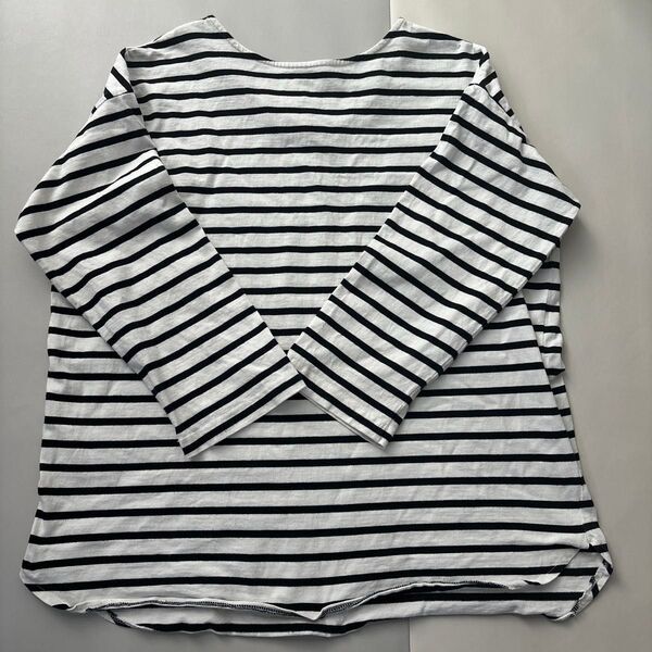 earth music&ecolog ボーダー カットソー レディース服 フリーサイズ 前後2way トップス