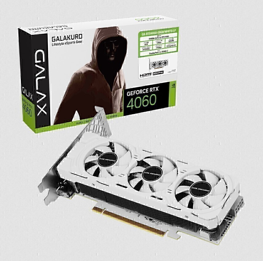 玄人志向 GK-RTX4060-E8GB/WHITE/LP [PCIExp 8GB] オークション