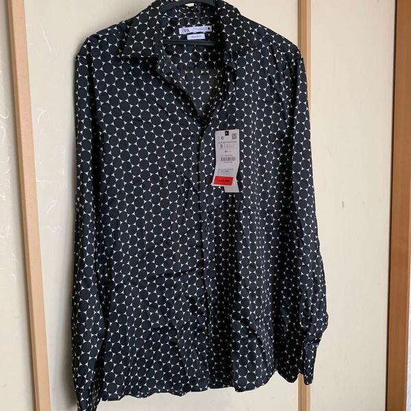 ZARA ドット柄シャツ S ブラック 新品未使用タグ付き