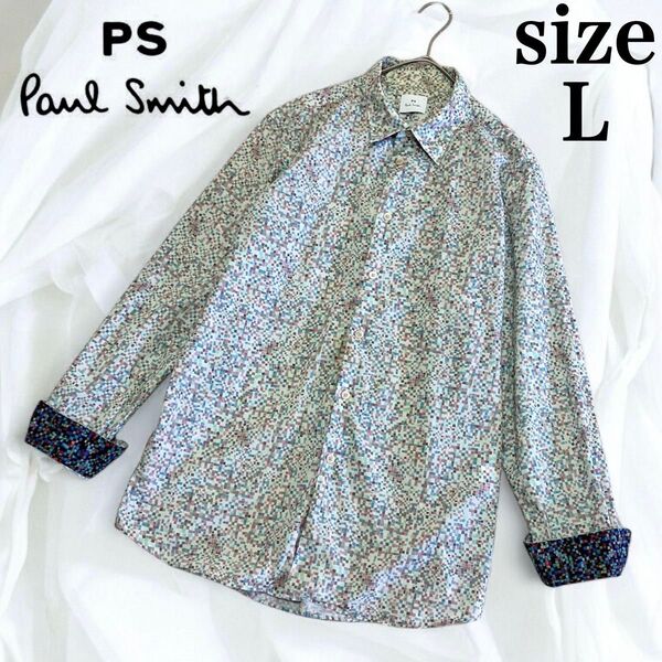 PS ポールスミス シャツ 長袖 マルチカラー 総柄 L