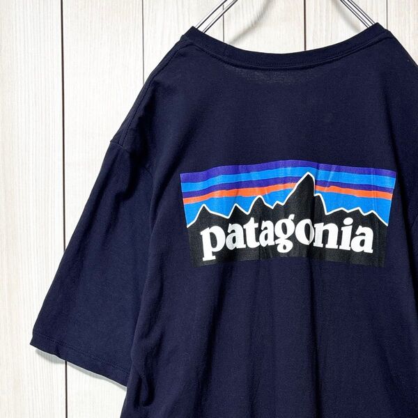 パタゴニア patagonia Tシャツ アウトドア フィッツロイ ボックスロゴ メンズ XL ネイビー 半袖