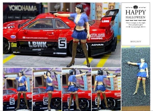 1:64 お買い得品 婦人警官風 精密 セクシーフィギュア トミカサイズジオラマ