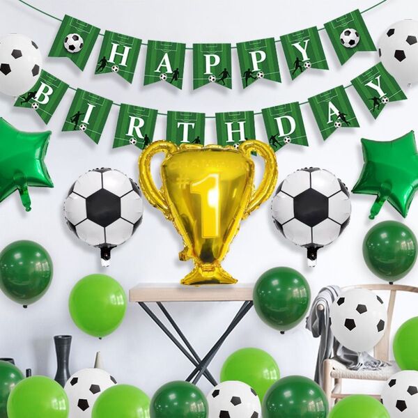 バースデー 誕生日 バルーン 風船 サッカー 飾り タペストリー イベント 緑
