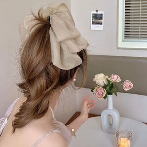 シフォン リボン ヘアアクセサリー バナナクリップ ヘアクリップ バレッタ 韓国 ヘアクリップ 髪留め シュシュ 可愛い
