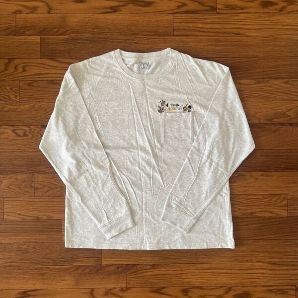 刺繍入りロングTシャツ グレー