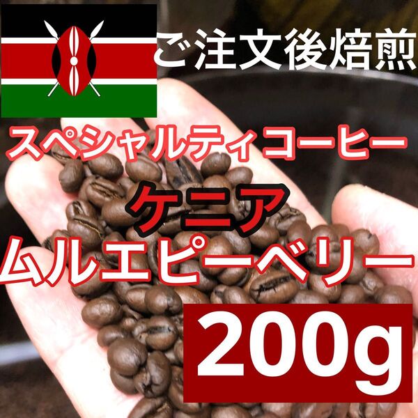 スペシャルティコーヒー ケニア ムルエピーベリー 中深煎り 200g ご注文後焙煎します