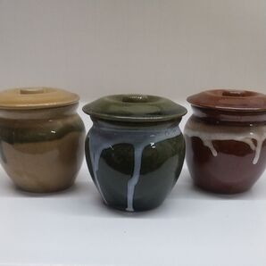 陶器蓋物3点 漬物 保存容器 珍味入 カメ