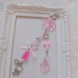 ゆめかわ ピンク ハンドメイド ストラップ