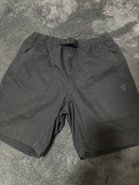 adidas 黒 ショートパンツ ウエストゴム ハーフパンツ短パンスポーツ