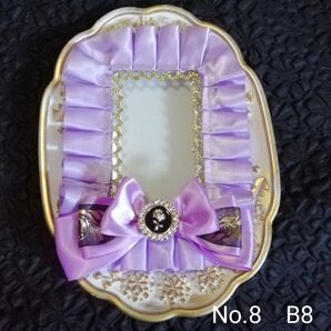 No.8 デコケース B8 紫 黒 バラ パープル ブラック リボン