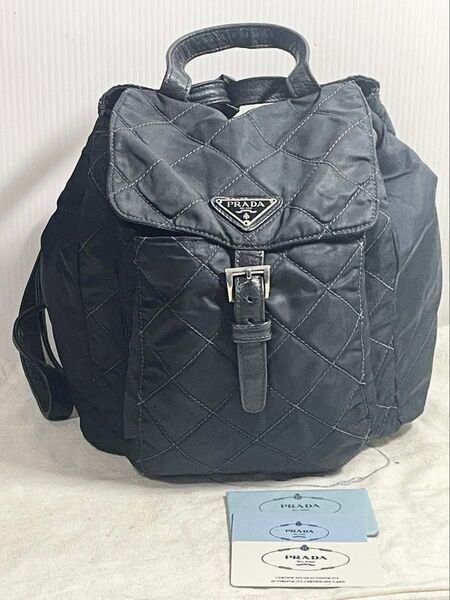 美品 希少 ■ PRADA プラダ ナイロンキルティング リュック 付属品完備 レディース