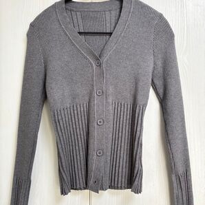 SHEIN Vネック カーディガン リブ グレー 薄手