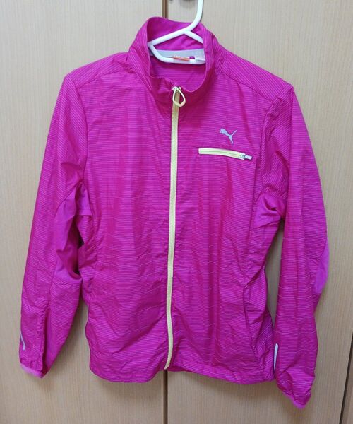PUMA ピンク ストライプ ウィンドブレーカー M