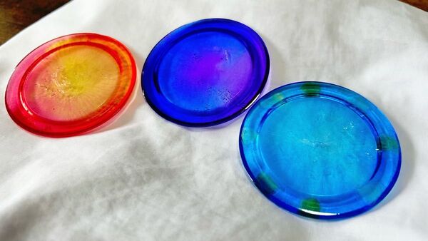 コースター レジン レジン用品 ハンドメイド ガラス石入り シーグラス 雑貨 3個セット