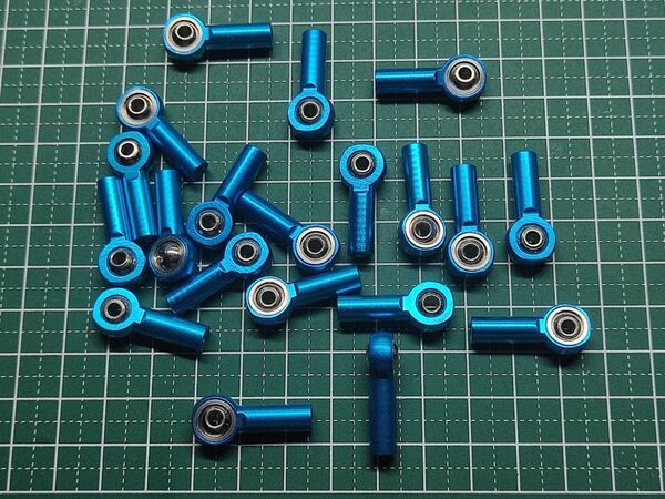 ラジコン用ボールエンド20個ブルーアルミM3