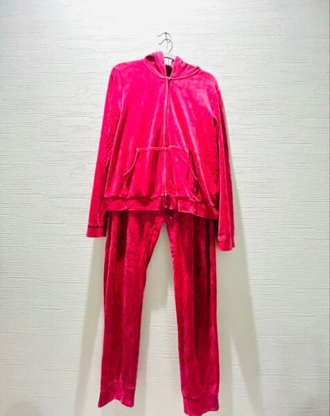 ピンク ベロア ジャージ 上下set 2 トラックスーツ