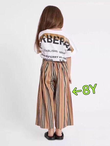 バーバリー チルドレン ストライプ パンツ 長ズボン ワイドパンツ 8Y 128