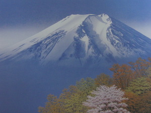 Art hand Auction Hiroyuki Hara, [Cherry Blossom Scenery of Mt. Fuji], From a rare collection of framing art, In good condition, New frame included, Japanese painter, postage included, Painting, Oil painting, Nature, Landscape painting