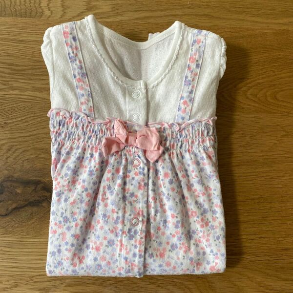 ミキハウス 半袖ロンパース 花柄 80サイズ