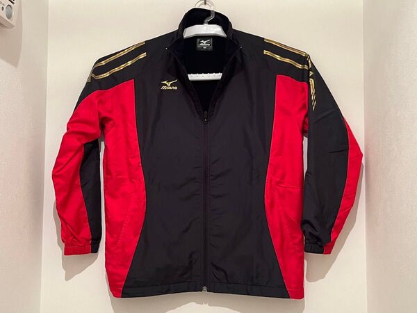 ミズノ フルジップ ジャケット(160サイズ)トレーニングウェア ブラック×レッド MIZUNO ウォーマージャケット