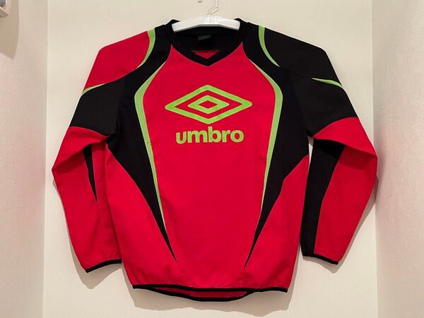 アンブロ 長袖 ピステ(Mサイズ)サッカー トレーニングウェア レッド×ブラック プルオーバー UMBRO