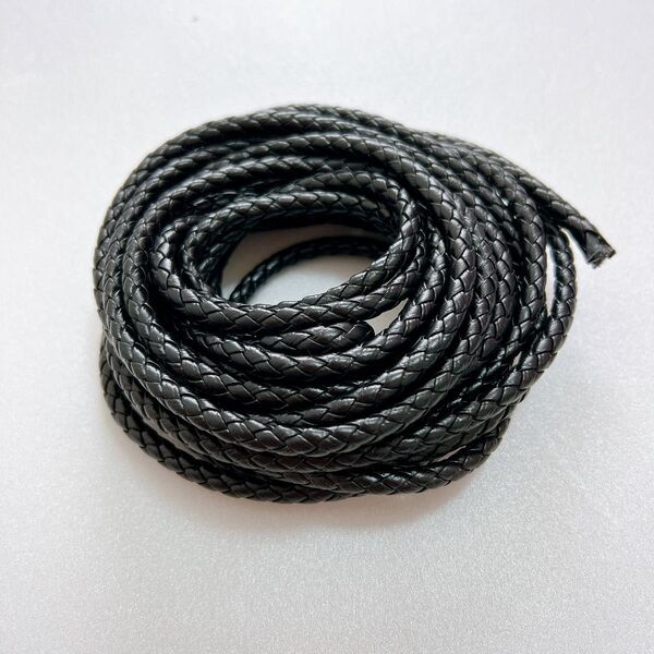 レザー 6mm 5m 黒 ハンドメイド 手芸 パーツ アクセサリー 組紐