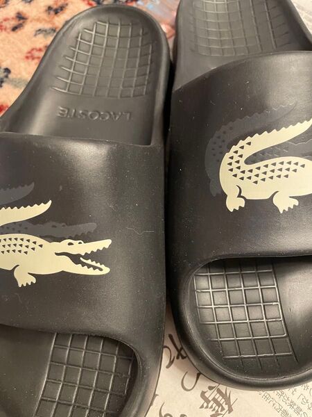 LACOSTE シャワーサンダル 黒 ブラック ワニロゴ メンズ レディース サンダル24センチ