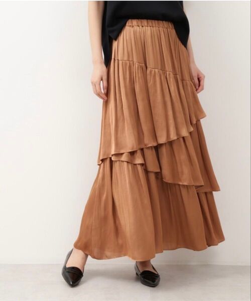 natural beauty basic サテンレイヤードスカート S