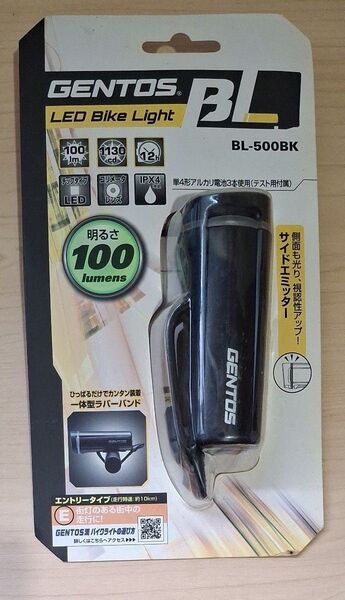 GENTOS 自転車 LED バイクライト 単4電池式 100ルーメン 防水 防滴 BL-500BK ロードバイク ブラック