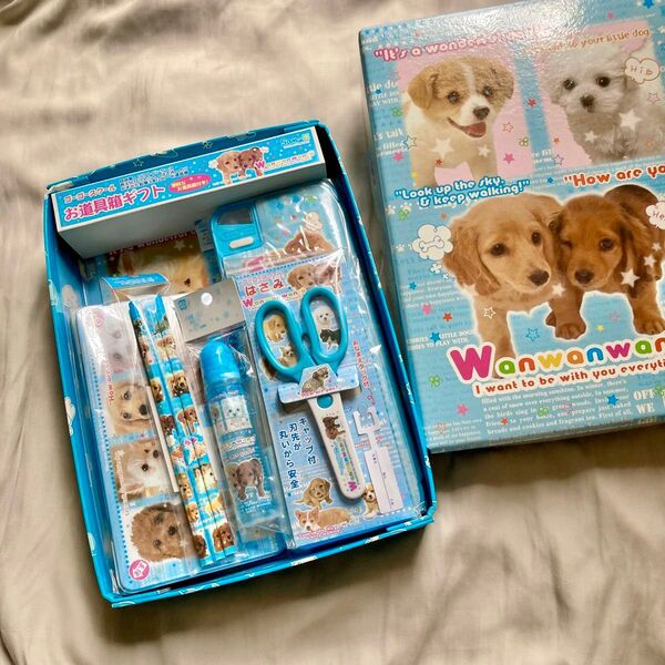 2005年San-xわんわんわんこお道具箱ギフト 7点セット平成当時もの新品