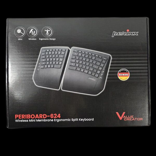 【新品】Perixx PERIBOARD-624ワイヤレス スプリット キーボード ブラック US配列