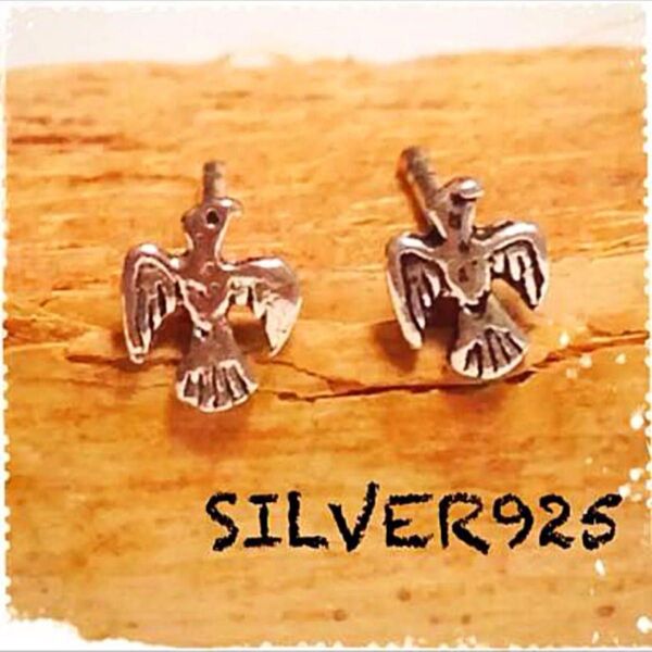 新品★シルバー925ピアス コンドル鳥ネイティブ純銀ラッキーアイテム幸運シンボル銀アクセサリーSVファッション耳silver護身
